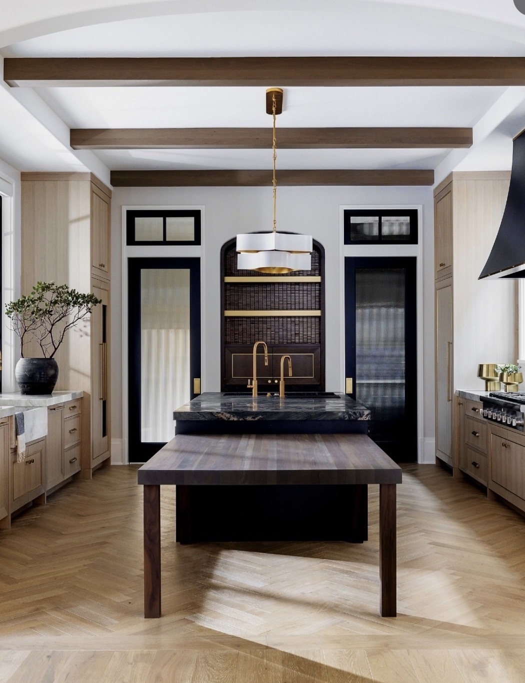 Kitchen with Herringbone Floors