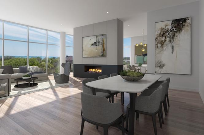 Dining and Living with Fireplace